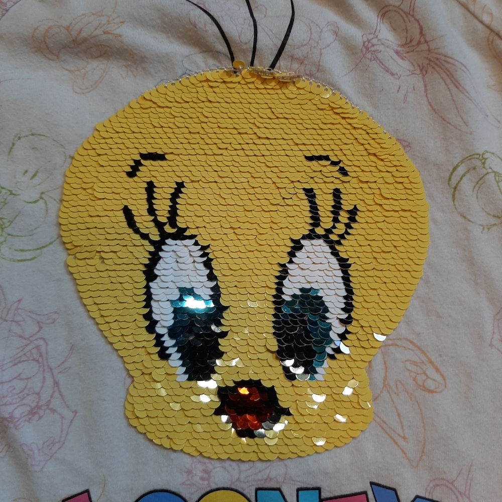 Looney Tunes 2 Piece Tweety Bird Flip Sequins T-Shirt and Shorts - Picture 8 of 8